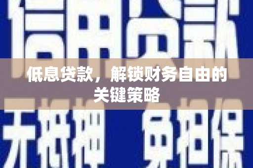 岳阳低息贷款，解锁财务自由的关键策略