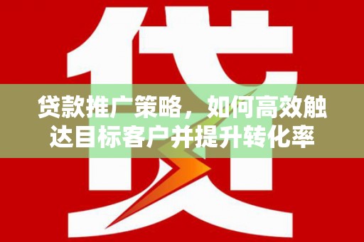 岳阳贷款推广策略，如何高效触达目标客户并提升转化率