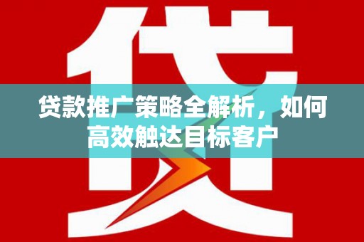 岳阳贷款推广策略全解析，如何高效触达目标客户