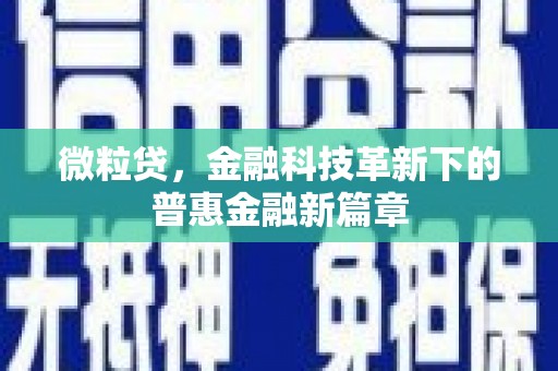 岳阳微粒贷，金融科技革新下的普惠金融新篇章