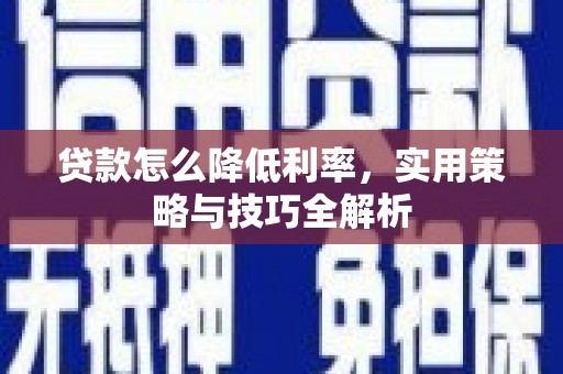 岳阳贷款怎么降低利率，实用策略与技巧全解析